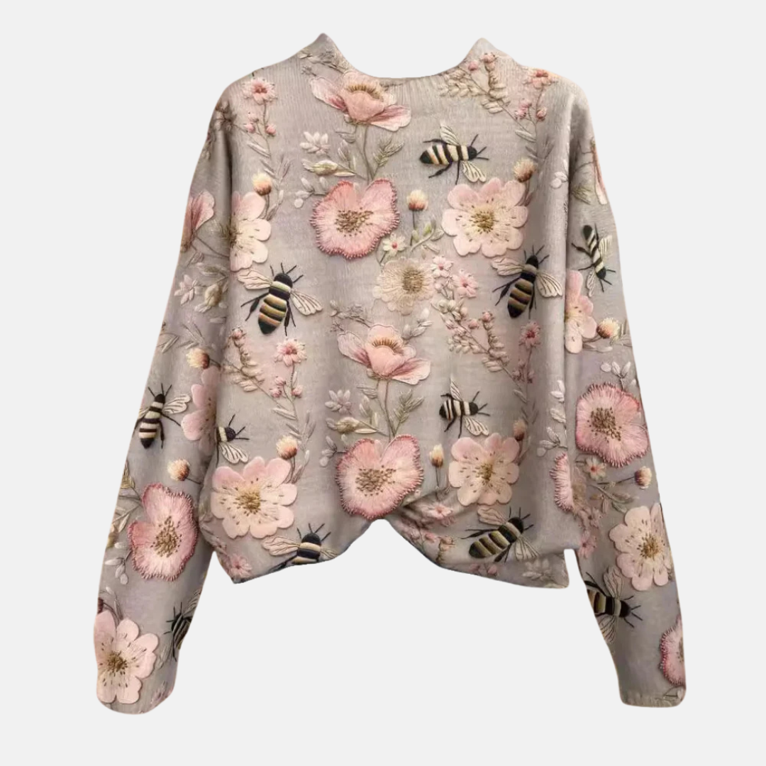3D Bloemen Gebreide Trui Vintage Elegantie