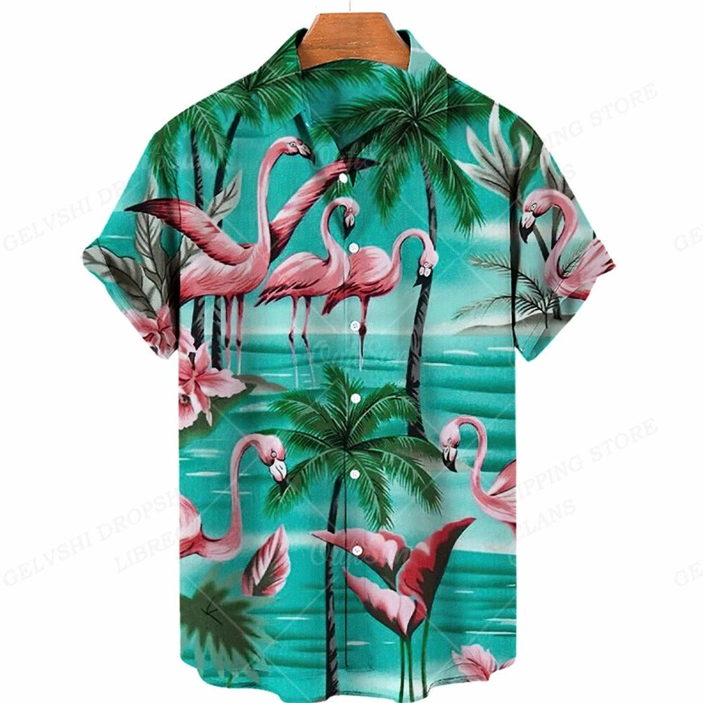 3D Flamingo Heren Overhemd - Nico Style