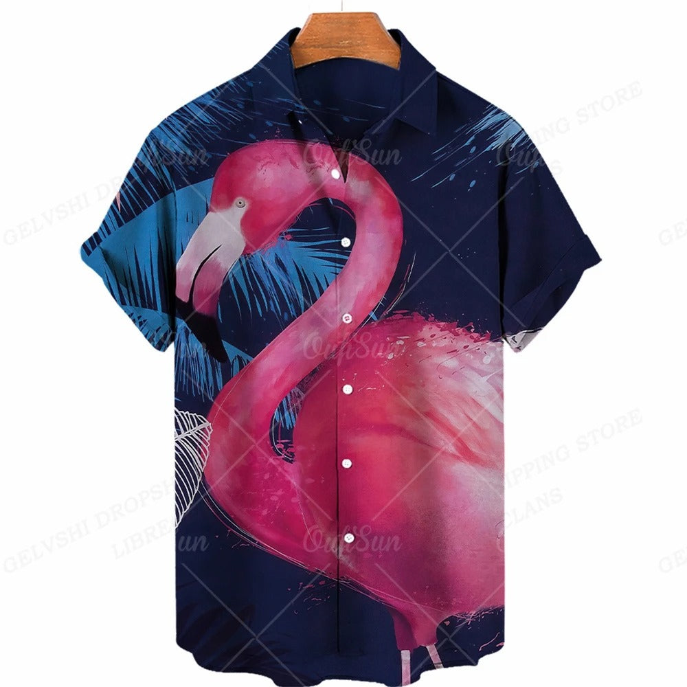 3D Flamingo Heren Overhemd - Nico Style