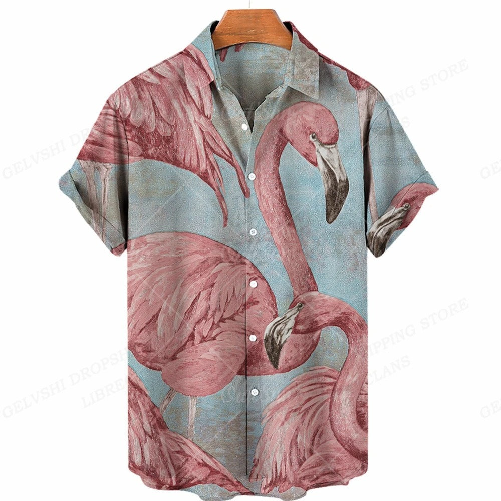 3D Flamingo Heren Overhemd - Nico Style