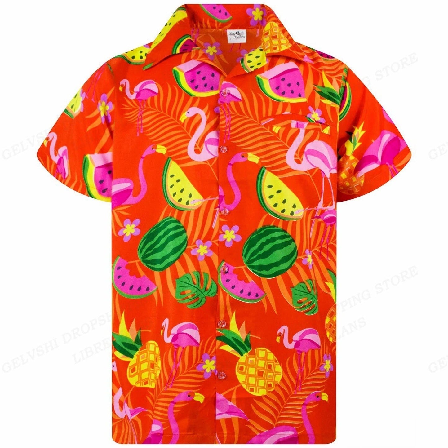 3D Flamingo Heren Overhemd - Nico Style