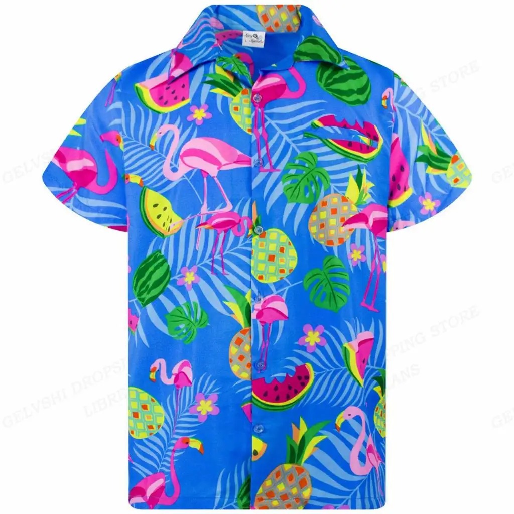 3D Flamingo Heren Overhemd - Nico Style