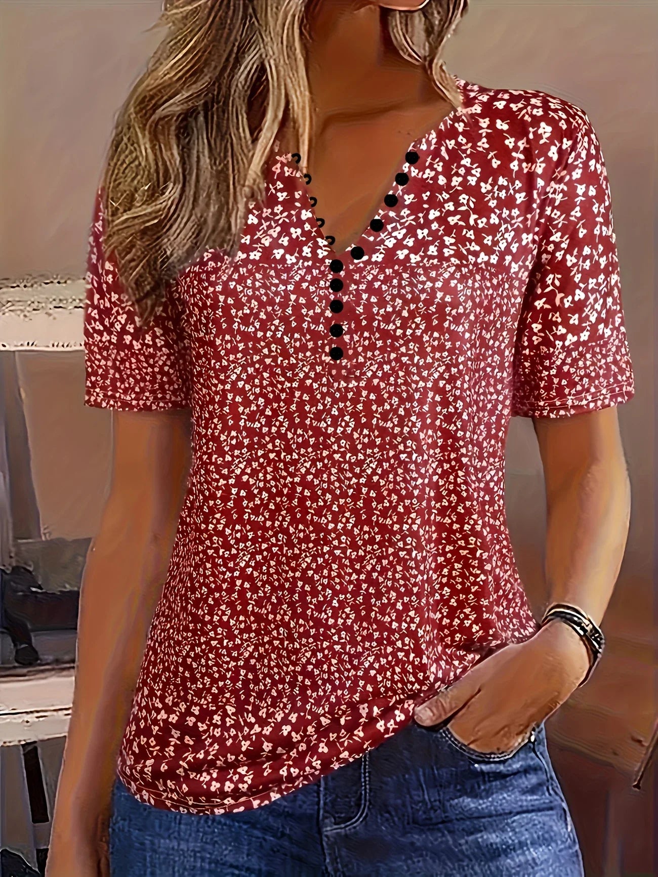 Alaia Zomertop V-hals Korte Mouwen