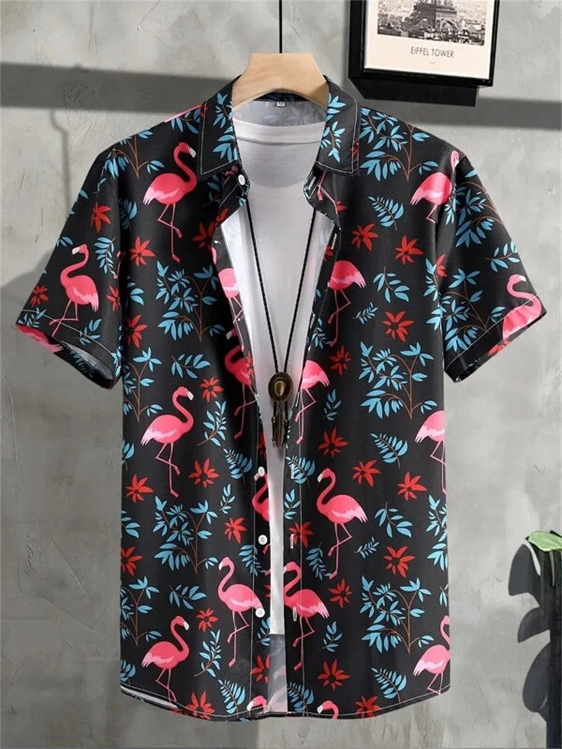 Amich - 3D Bloemenprint Hawaii Shirt