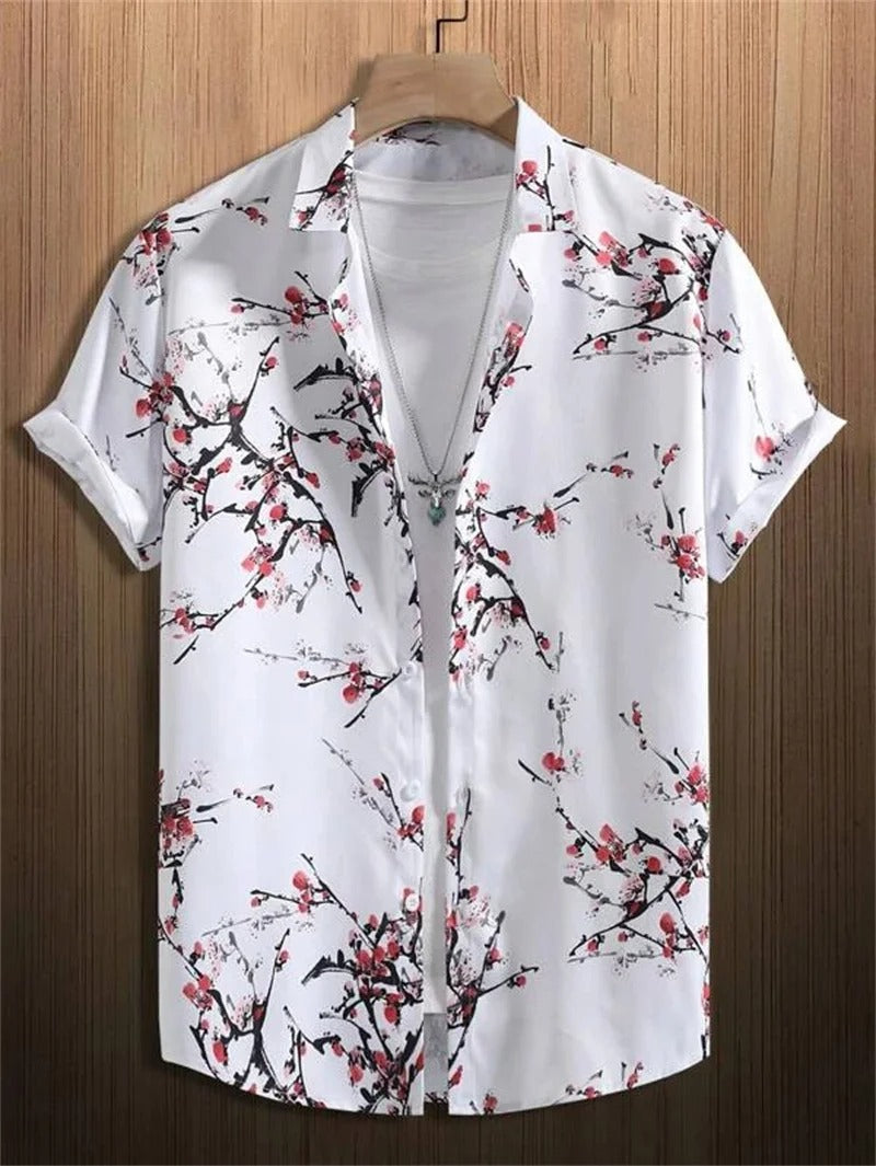 Amich - 3D Bloemenprint Hawaii Shirt