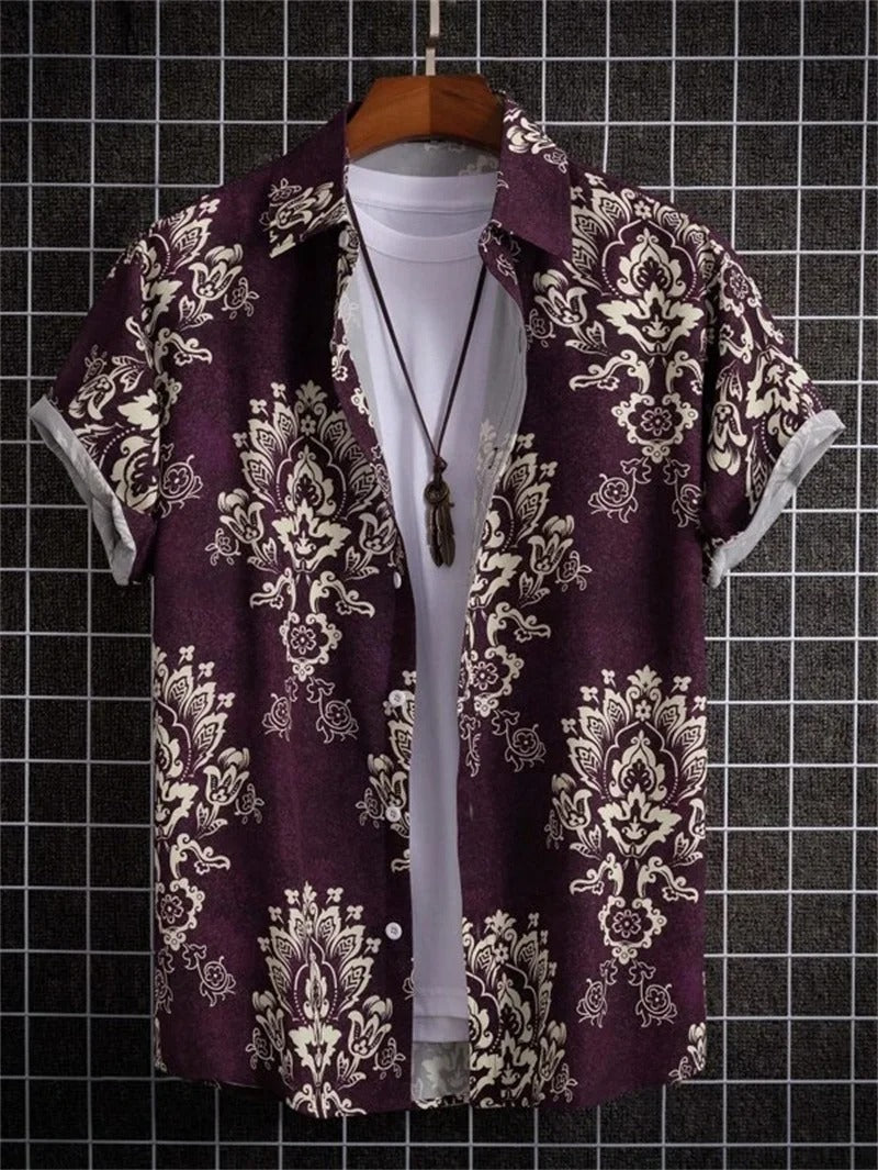 Amich - 3D Bloemenprint Hawaii Shirt