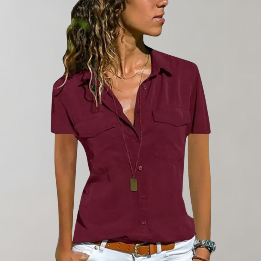 Aristea Damesblouse Korte Mouwen Casual Stijl