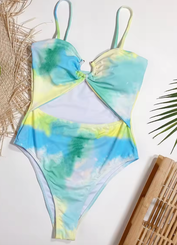 Badpak met Tie-Dye Stropdas Uitsnijding