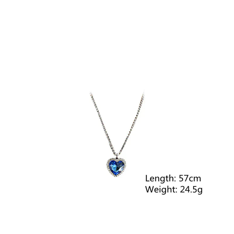 Blauwe Kristallen Hartketting - Elegant Design