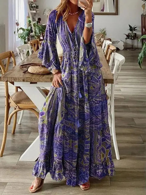 Bohemian Bloemenprint Maxi Jurk - Elegant