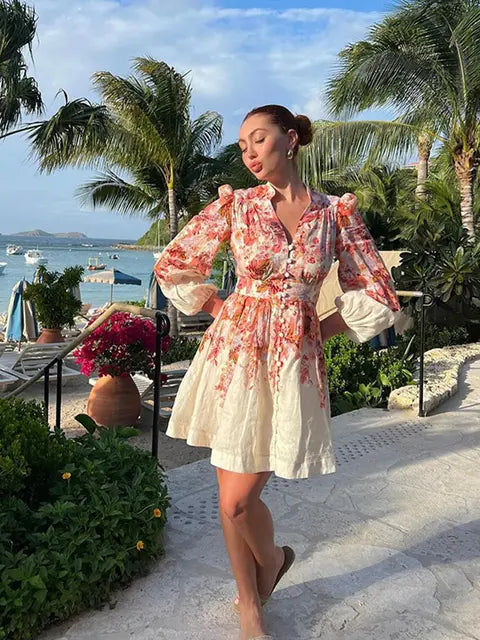Bohemian Maxi Jurk met Pofmouwen