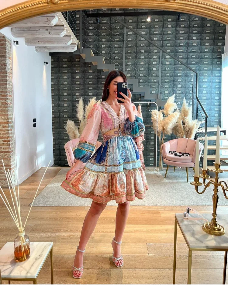 Bohemian Maxi Jurk met Pofmouwen