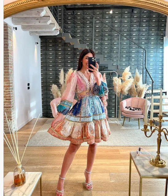 Bohemian Maxi Jurk met Pofmouwen