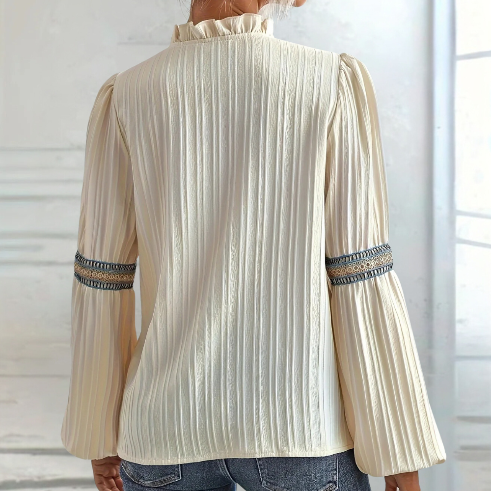 Boho Crème Blouse met V-Hals