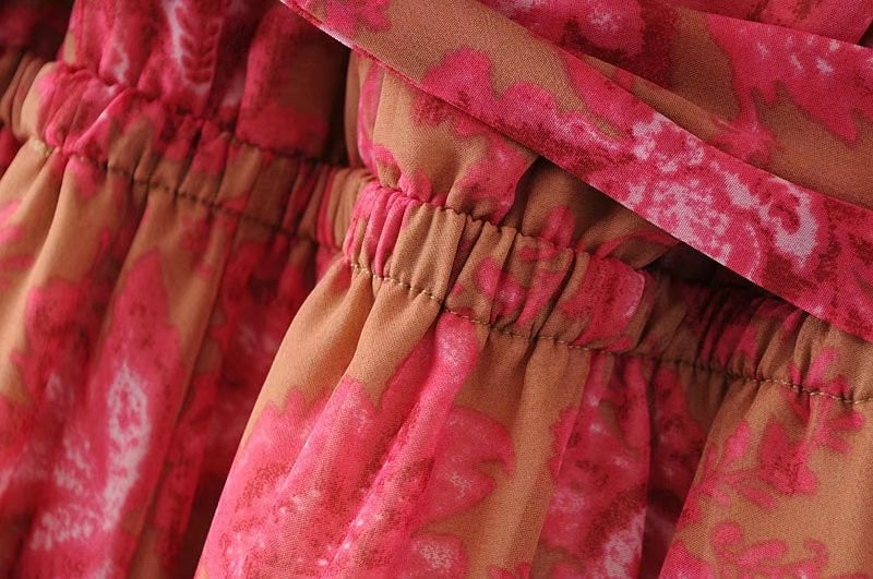 Boho Jumpsuit Rood Bloemenprint Open Rug