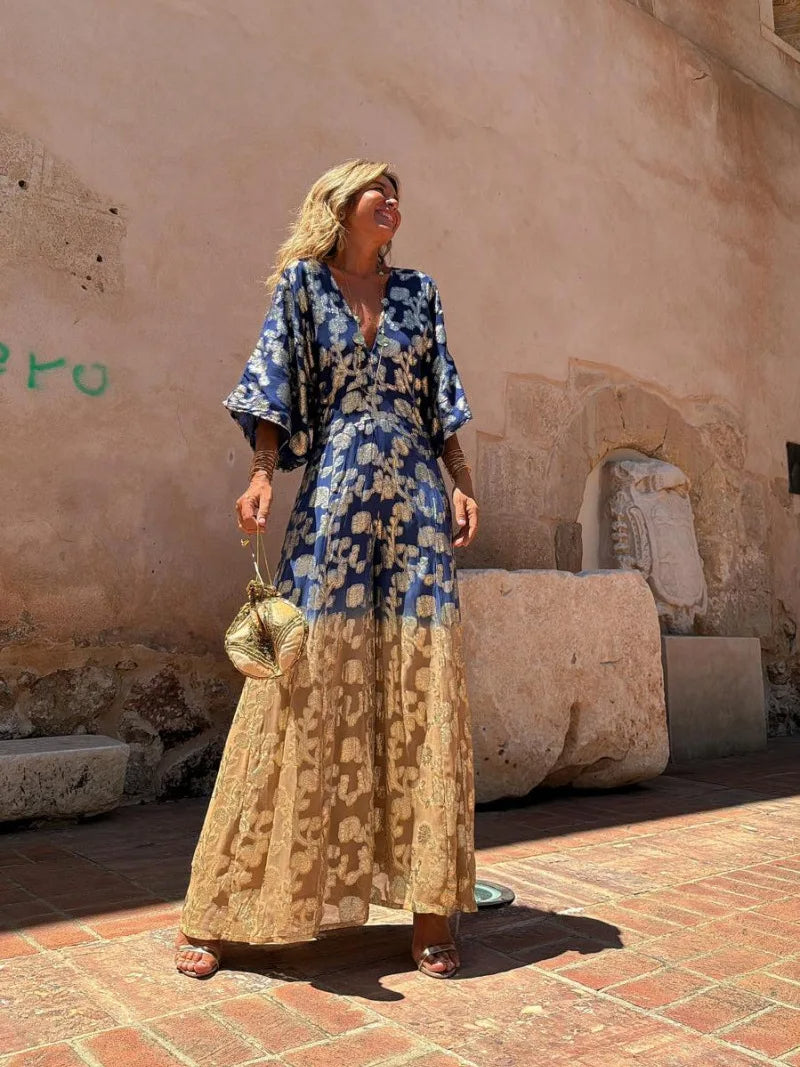 Boho Jumpsuit V-hals Open Rug Design