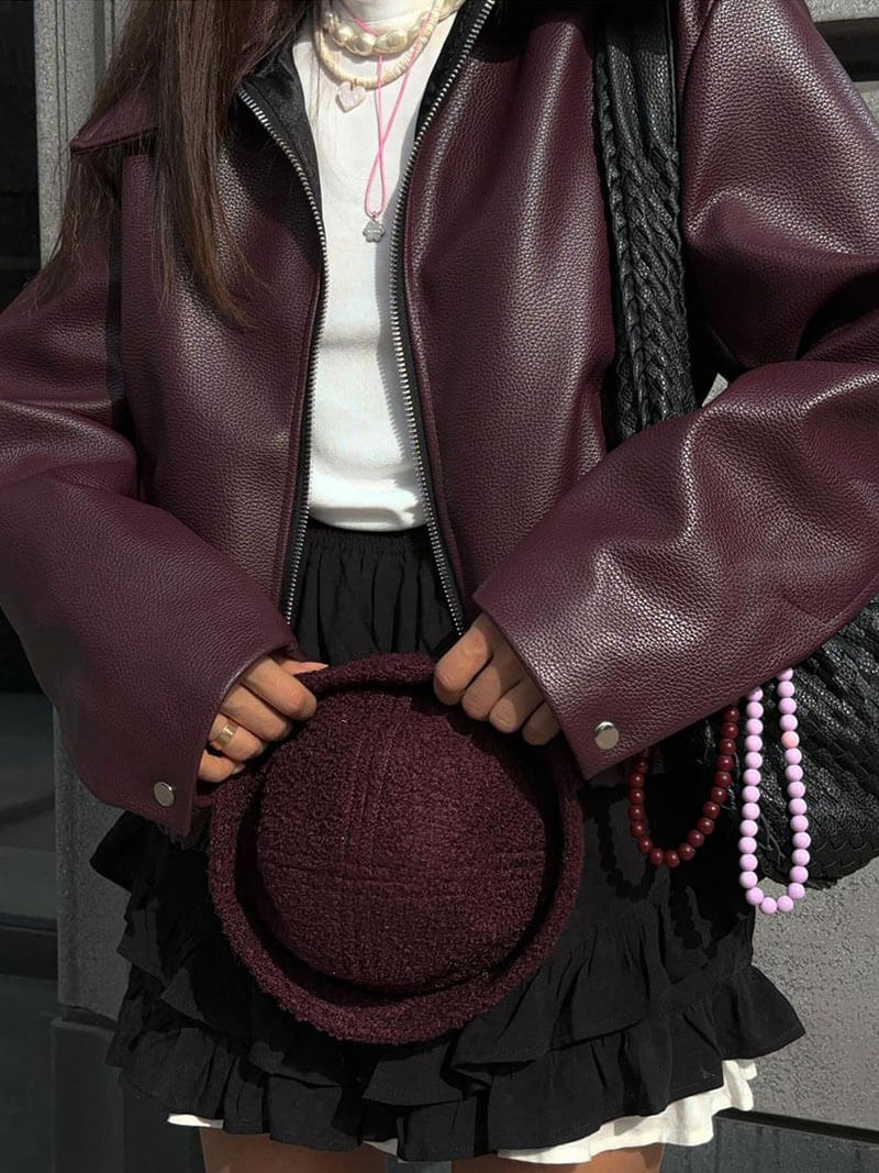 Bordeaux Leren Damesjas met Zilveren Details