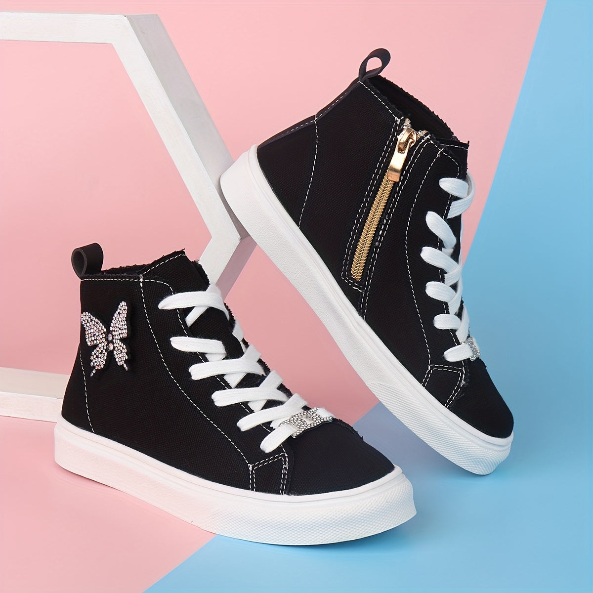 Canvas Sneakers Meisjes met Vlinder en Gesp