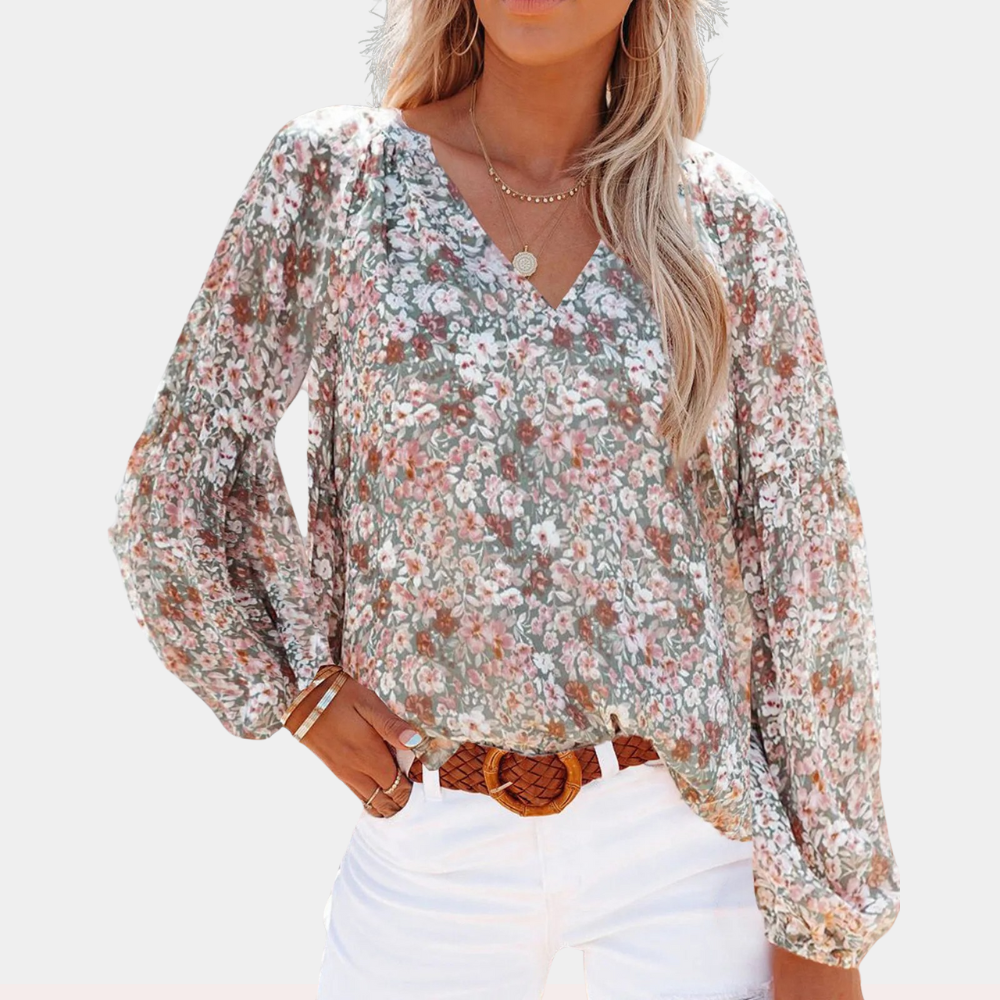 Chiffon Bloemenprint Blouse met V-hals