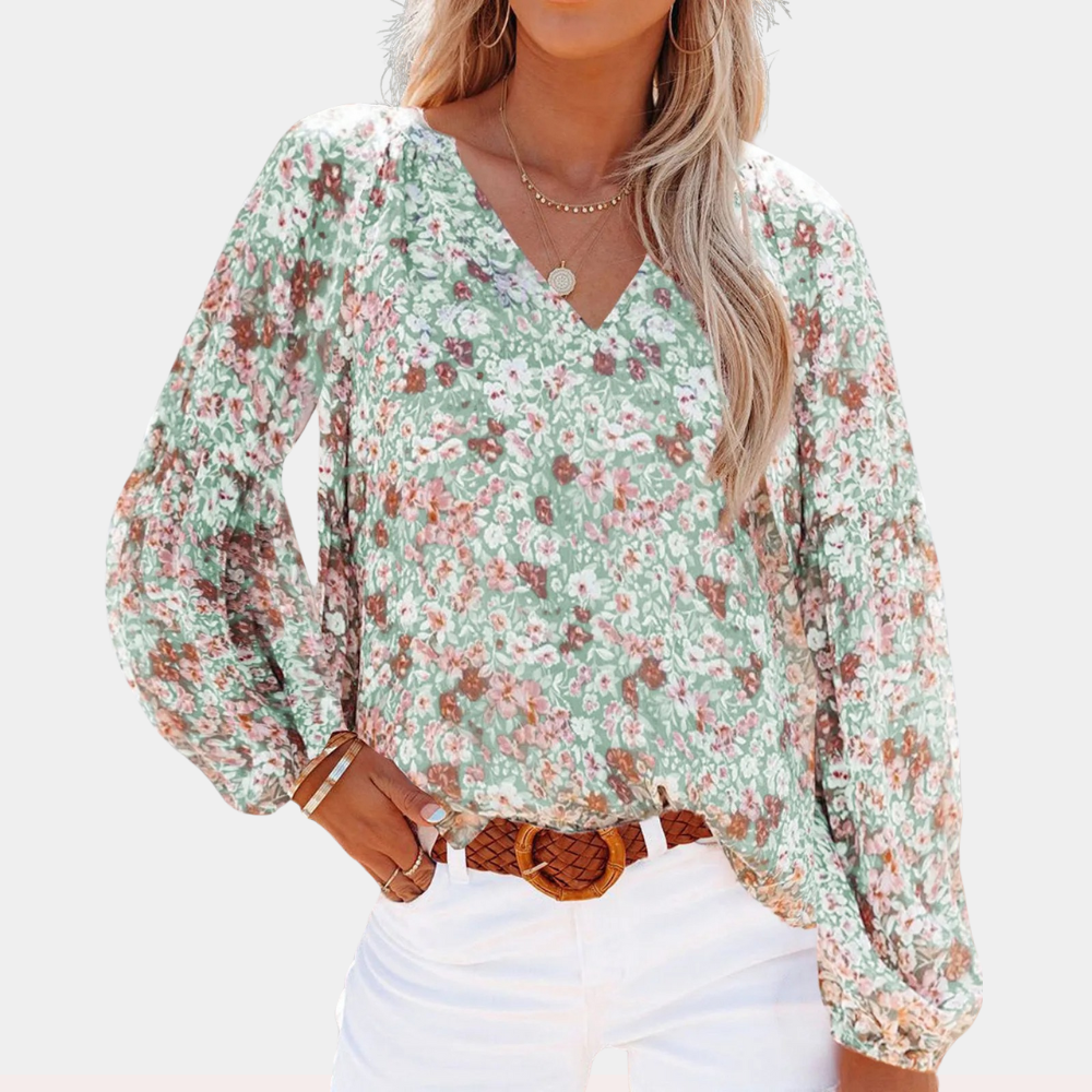 Chiffon Bloemenprint Blouse met V-hals