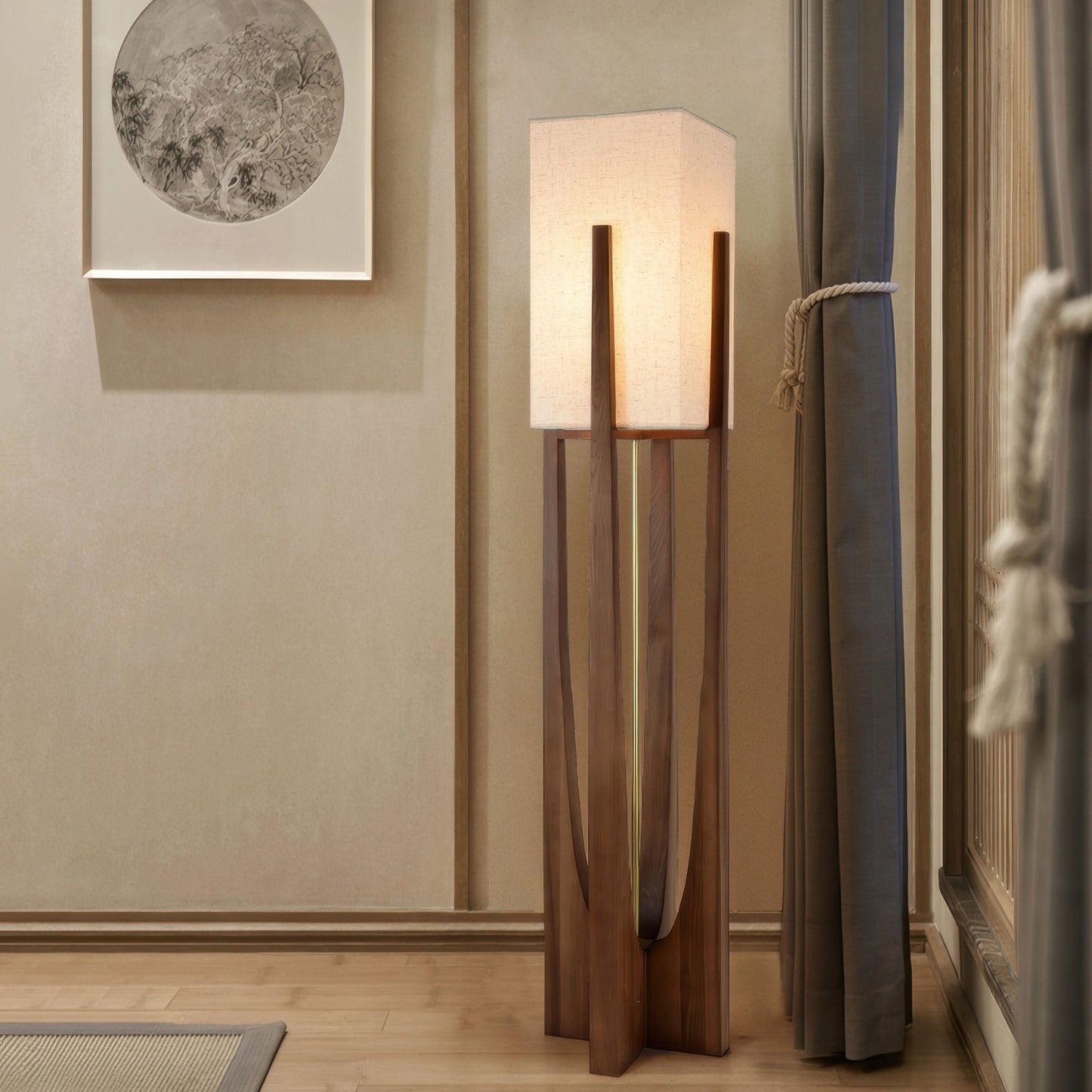 Chloé Minimalistische Vloerlamp - Massief Walnotenhout