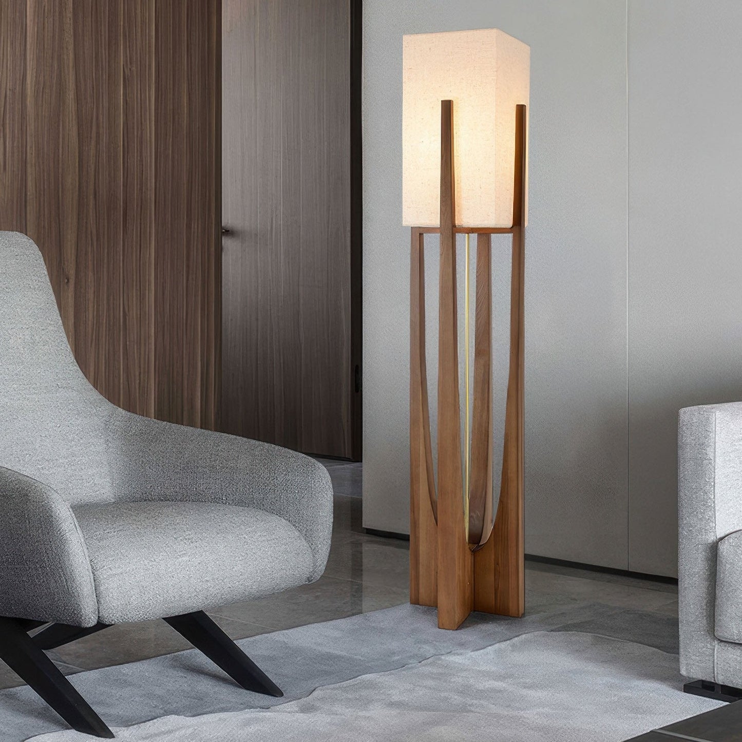 Chloé Minimalistische Vloerlamp - Massief Walnotenhout