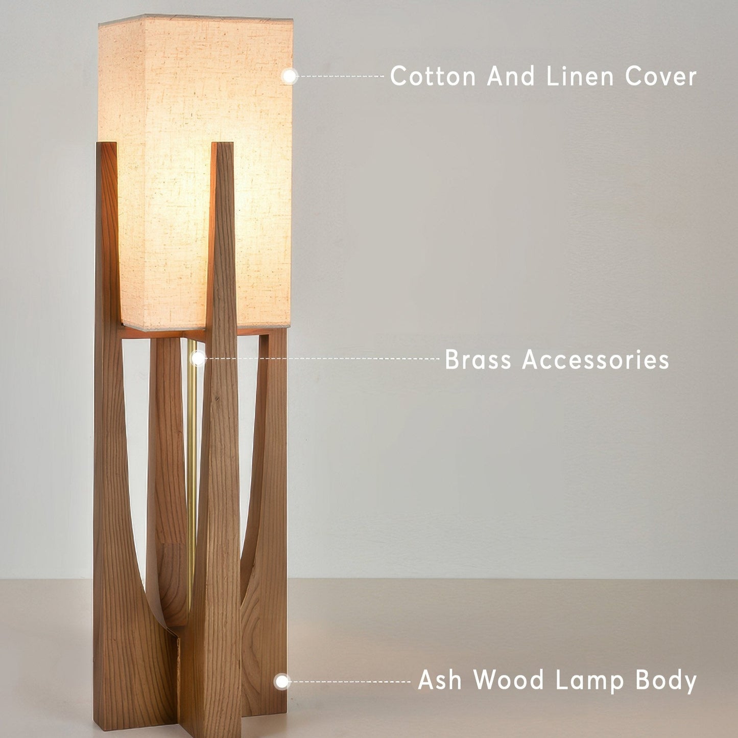 Chloé Minimalistische Vloerlamp - Massief Walnotenhout