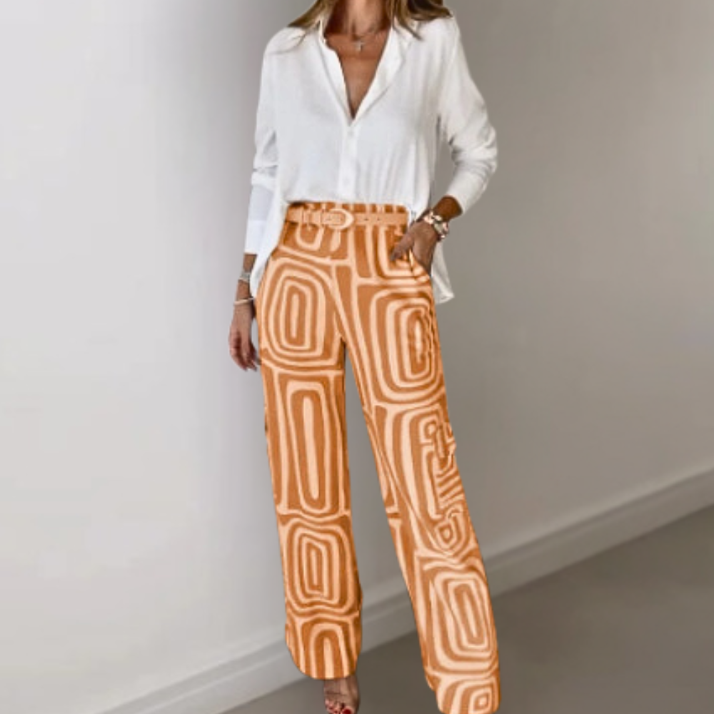 Clio – Elegante Damesoutfit met Blouse en Broek