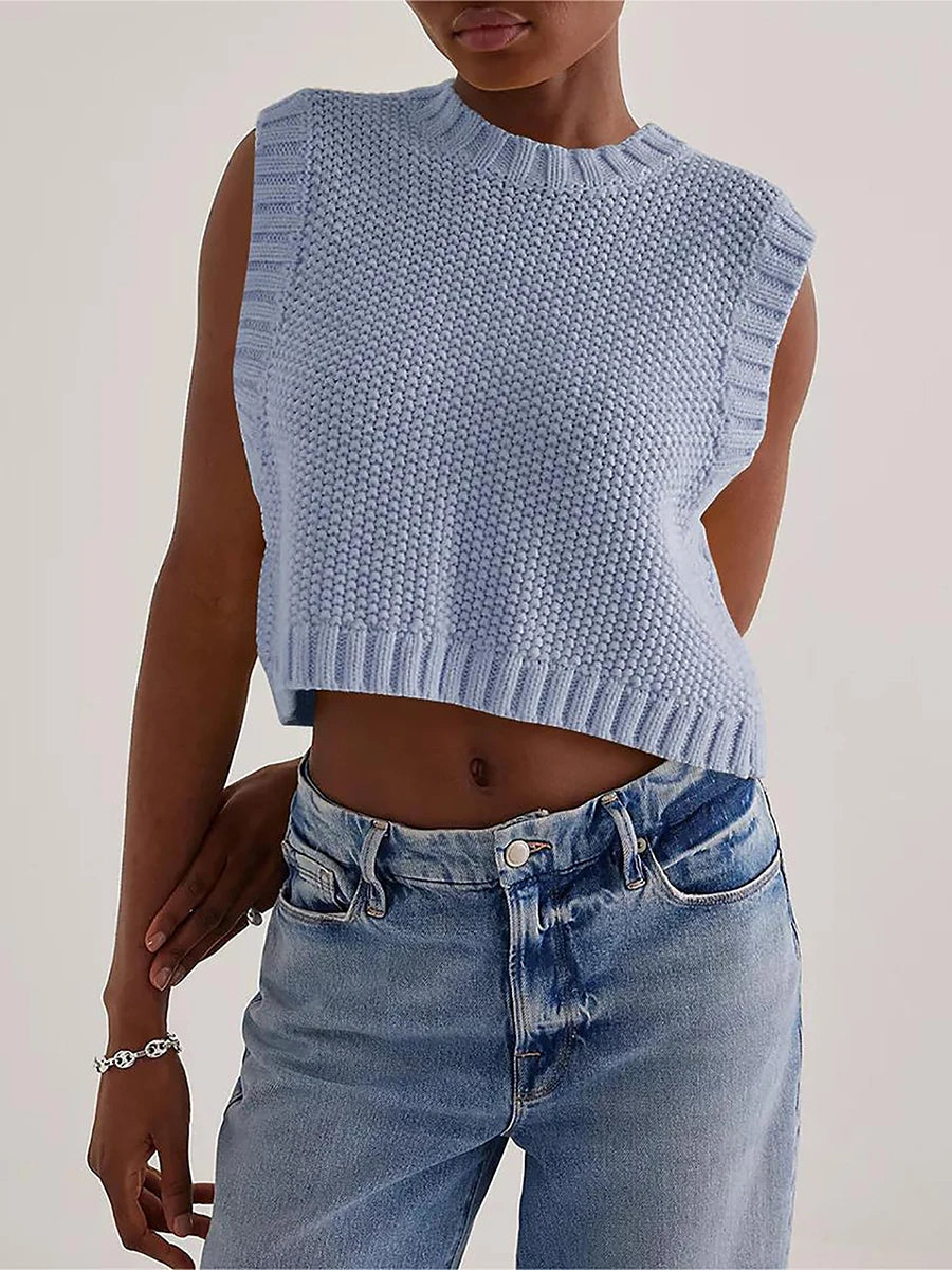 Combhasaki Y2K Gebreid Vest met Strikdetail