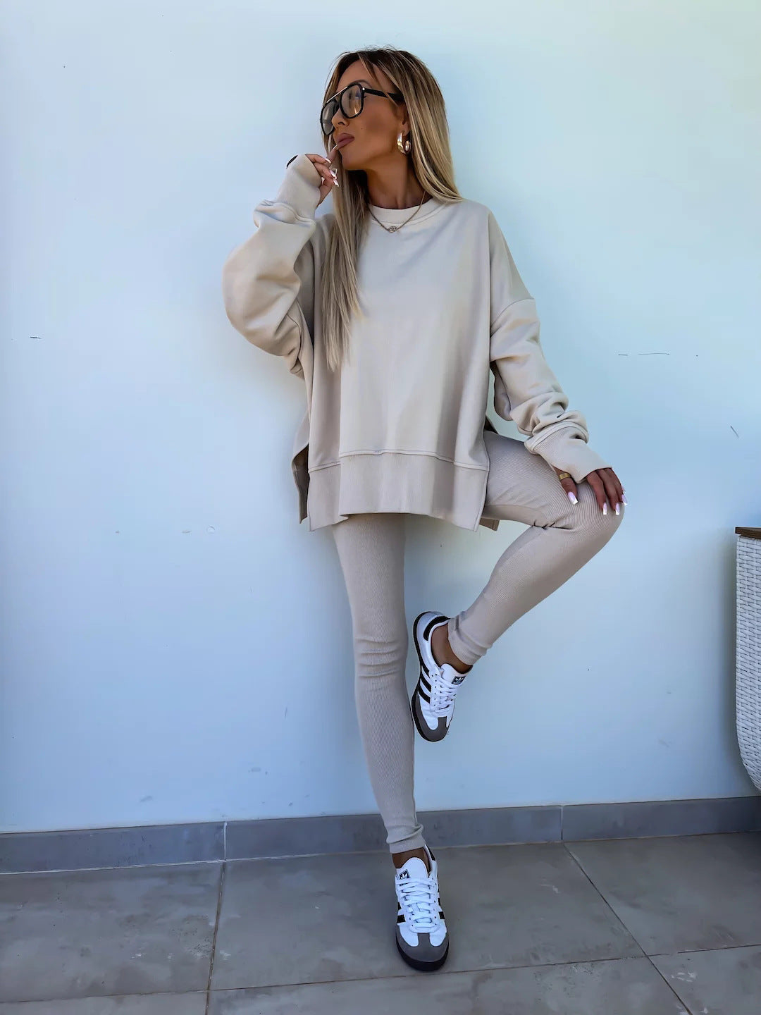 Comfortabele Dames Sweater Set met Split Top