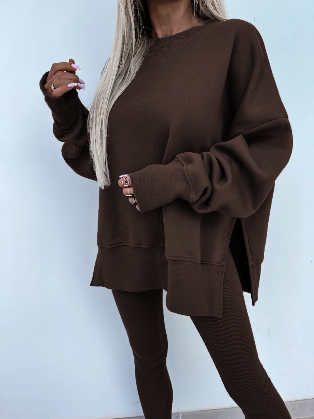 Comfortabele Dames Sweater Set met Split Top
