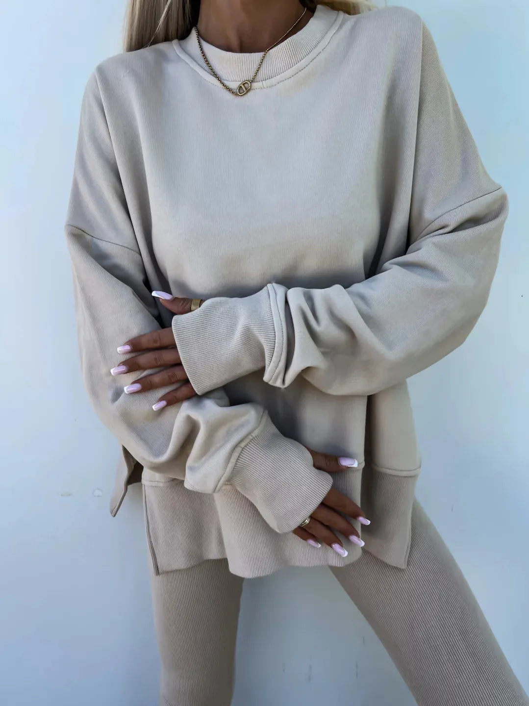 Comfortabele Dames Sweater Set met Split Top