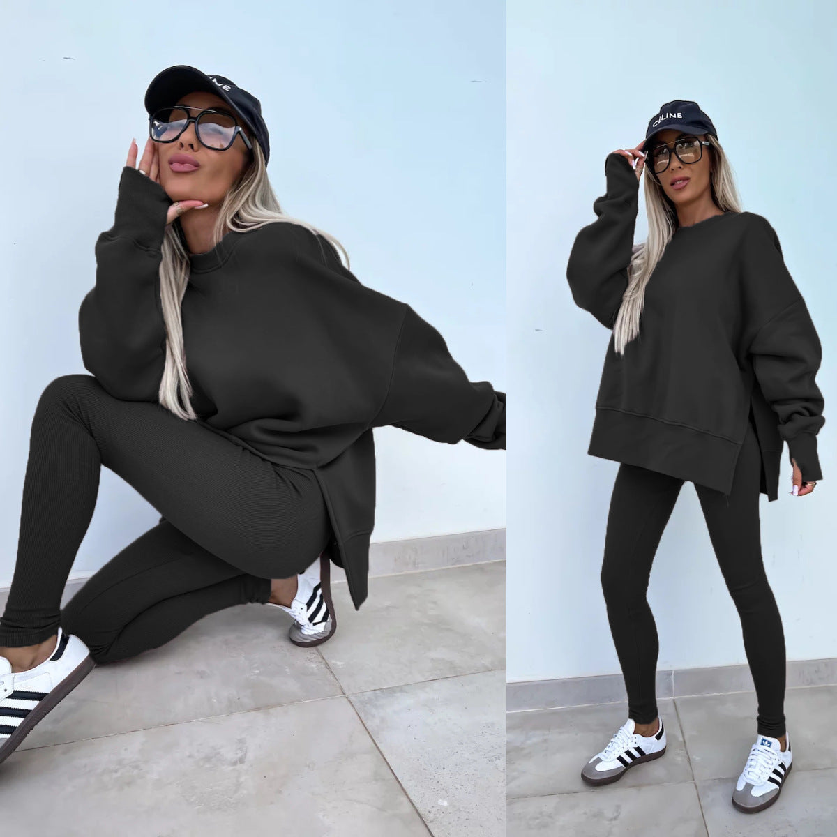 Comfortabele Dames Sweater Set met Split Top