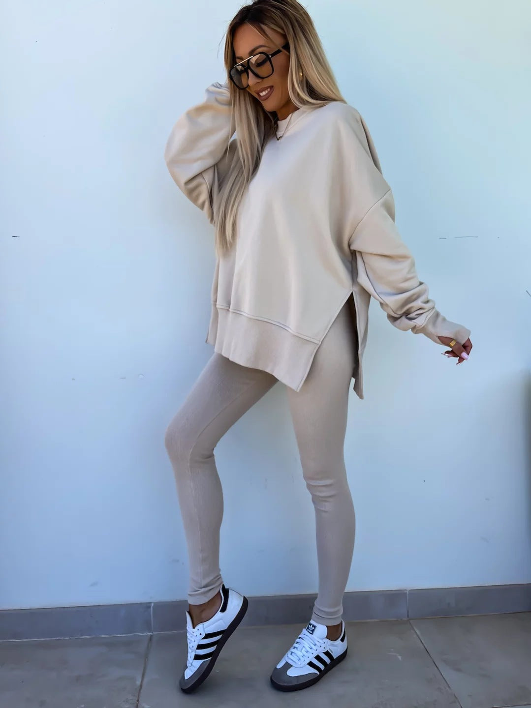 Comfortabele Dames Sweater Set met Split Top