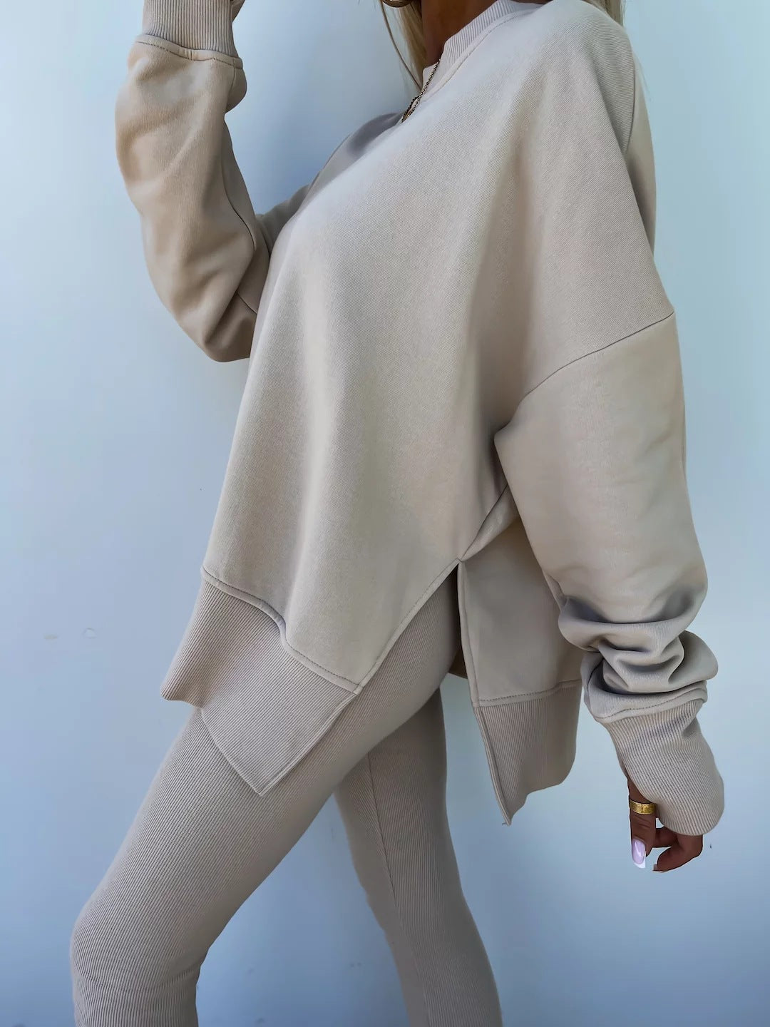 Comfortabele Dames Sweater Set met Split Top