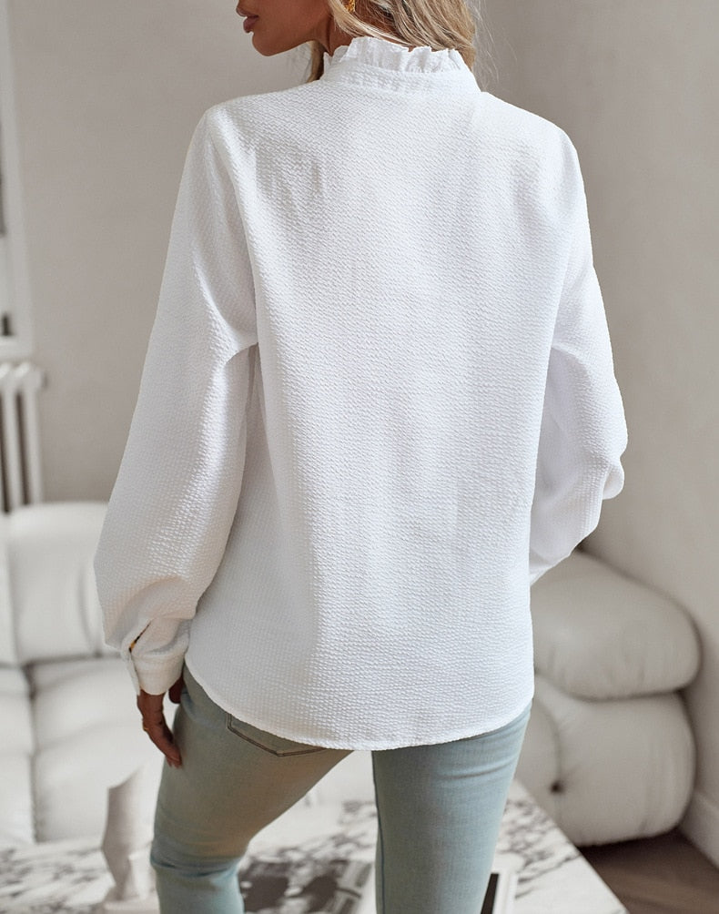 Comfortabele Damesblouse met Lange Mouwen Ruches