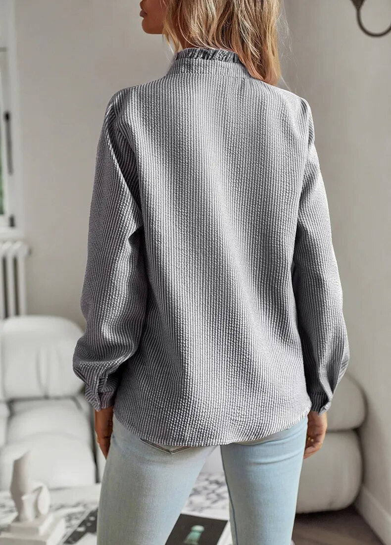 Comfortabele Damesblouse met Lange Mouwen Ruches