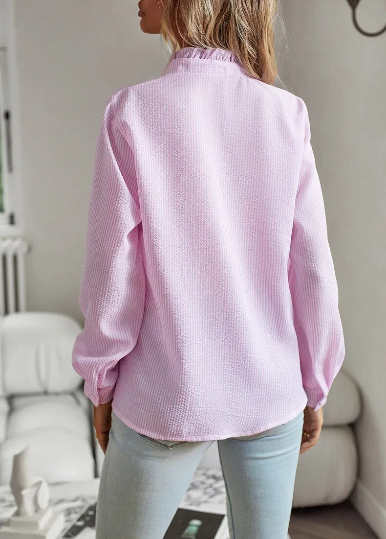 Comfortabele Damesblouse met Lange Mouwen Ruches