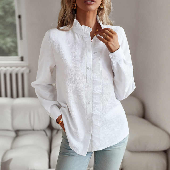 Comfortabele Damesblouse met Lange Mouwen Ruches