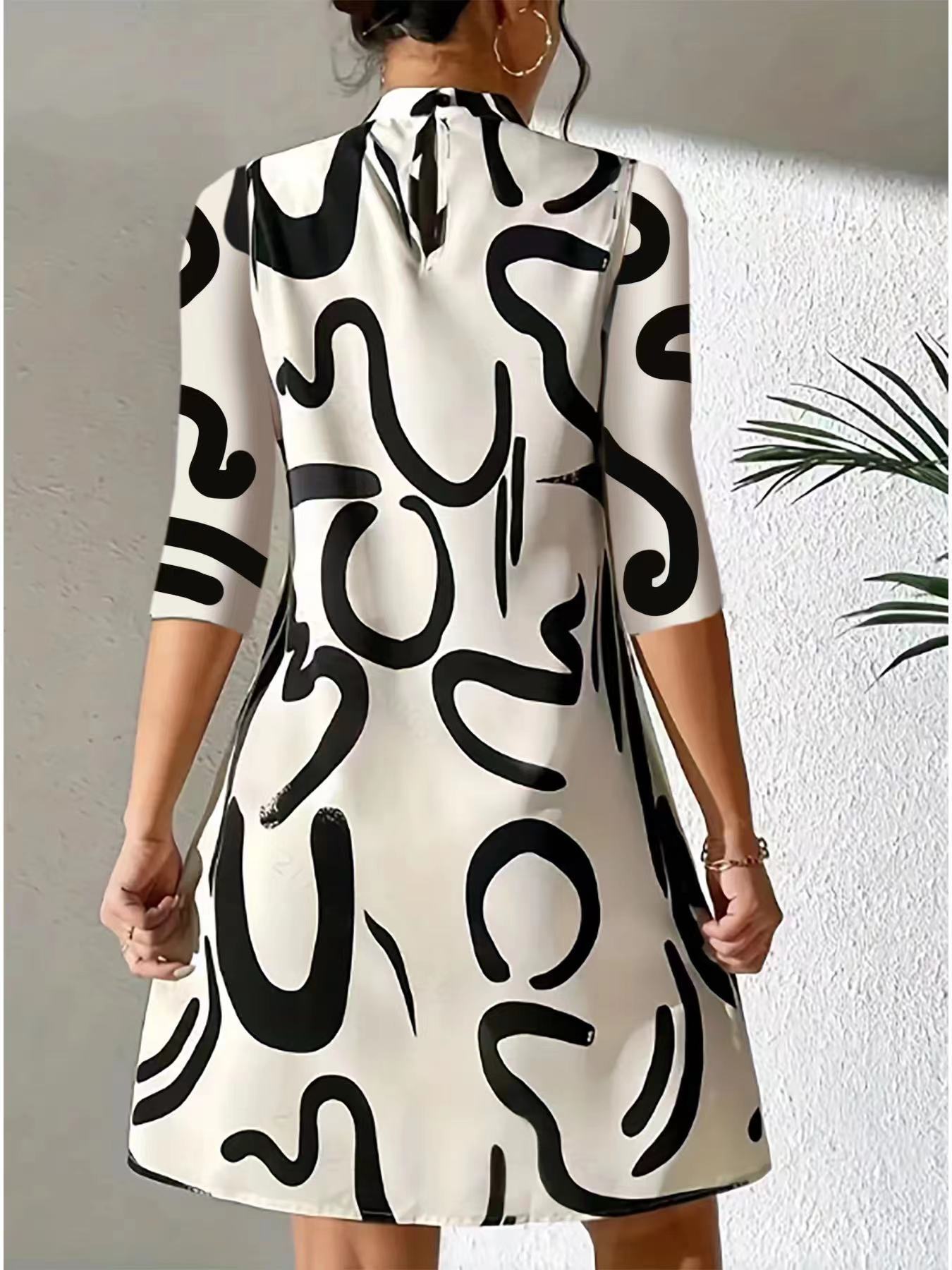 Comfortabele Elegante Damesjurk met Herfstprint