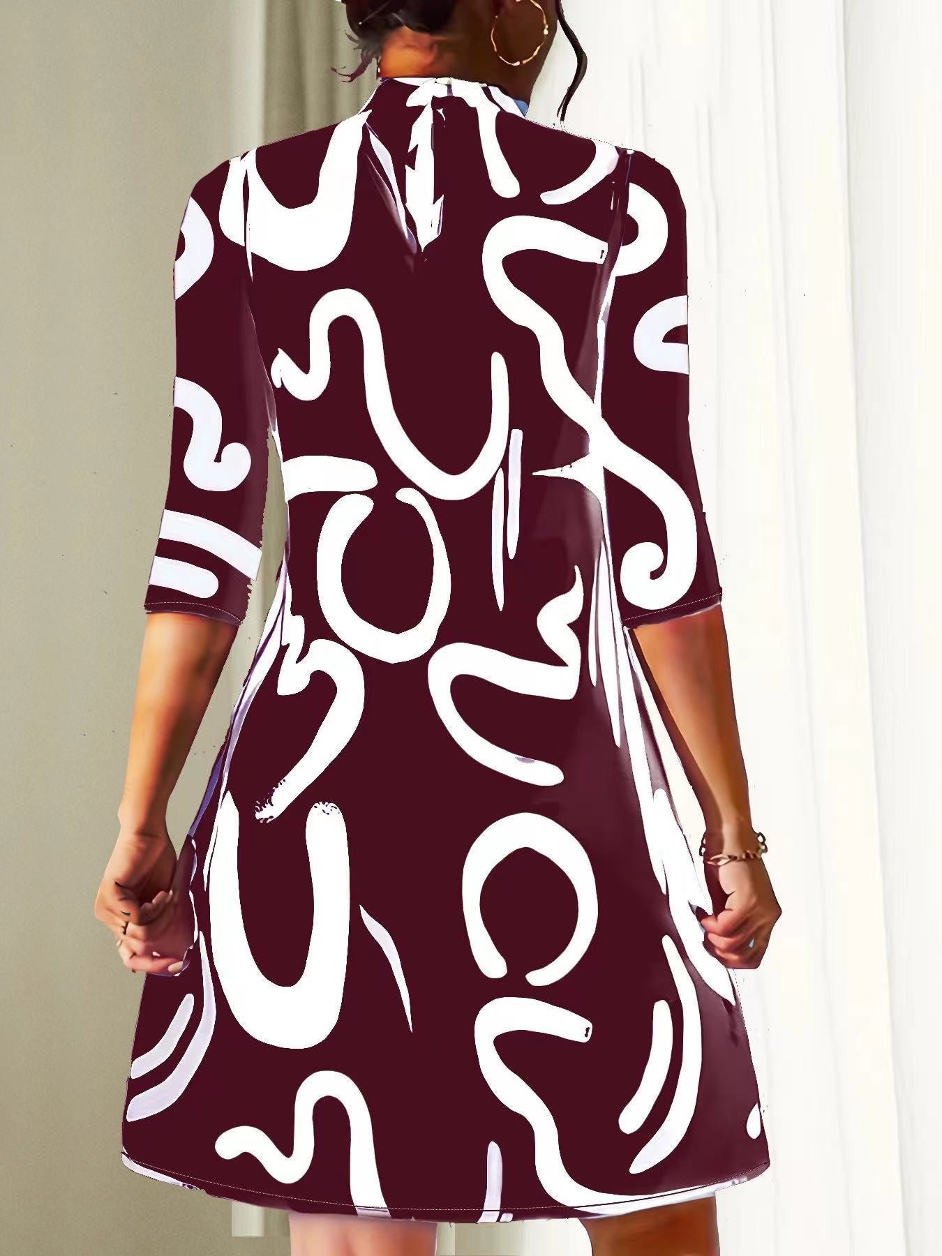Comfortabele Elegante Damesjurk met Herfstprint