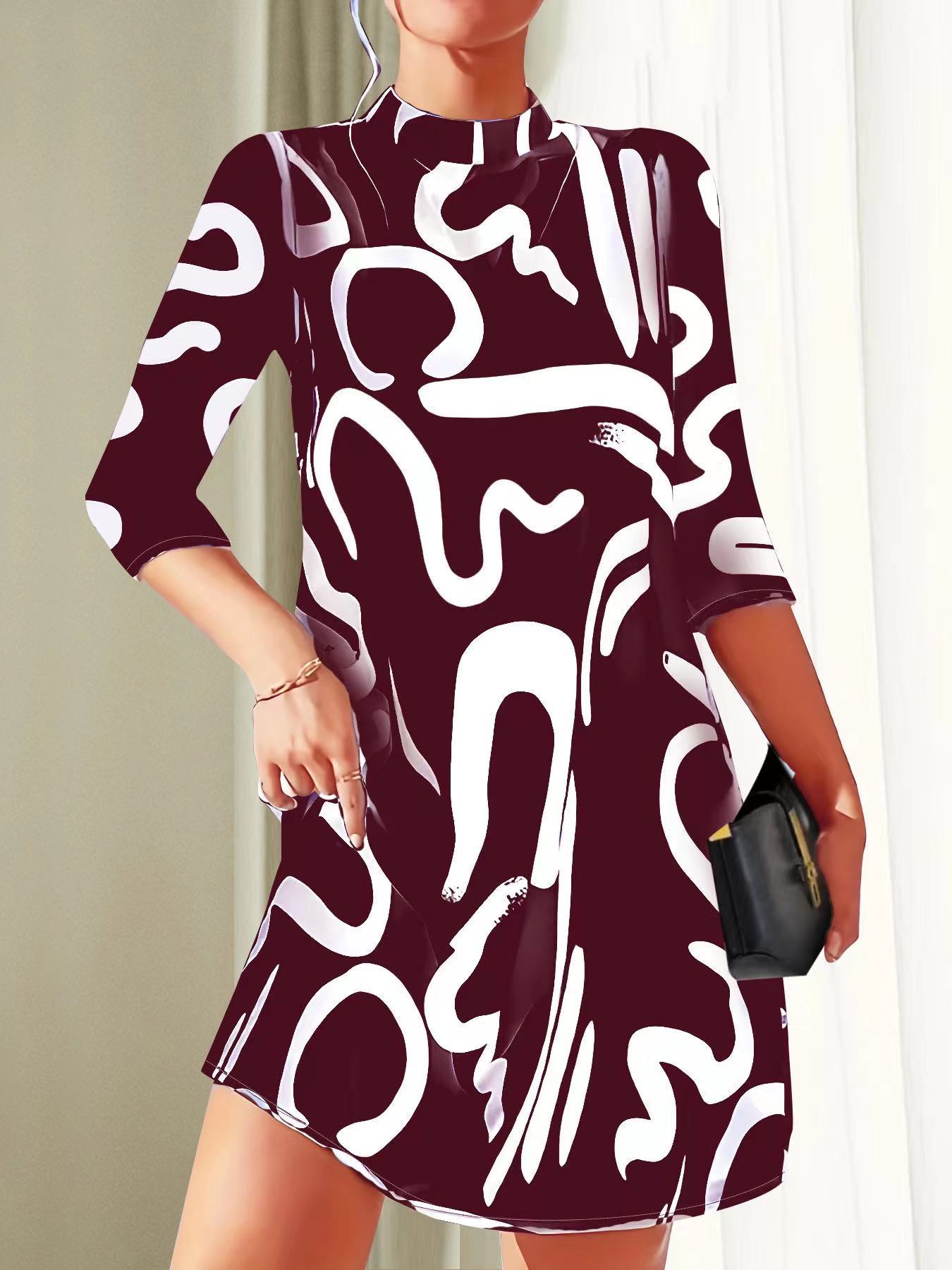 Comfortabele Elegante Damesjurk met Herfstprint