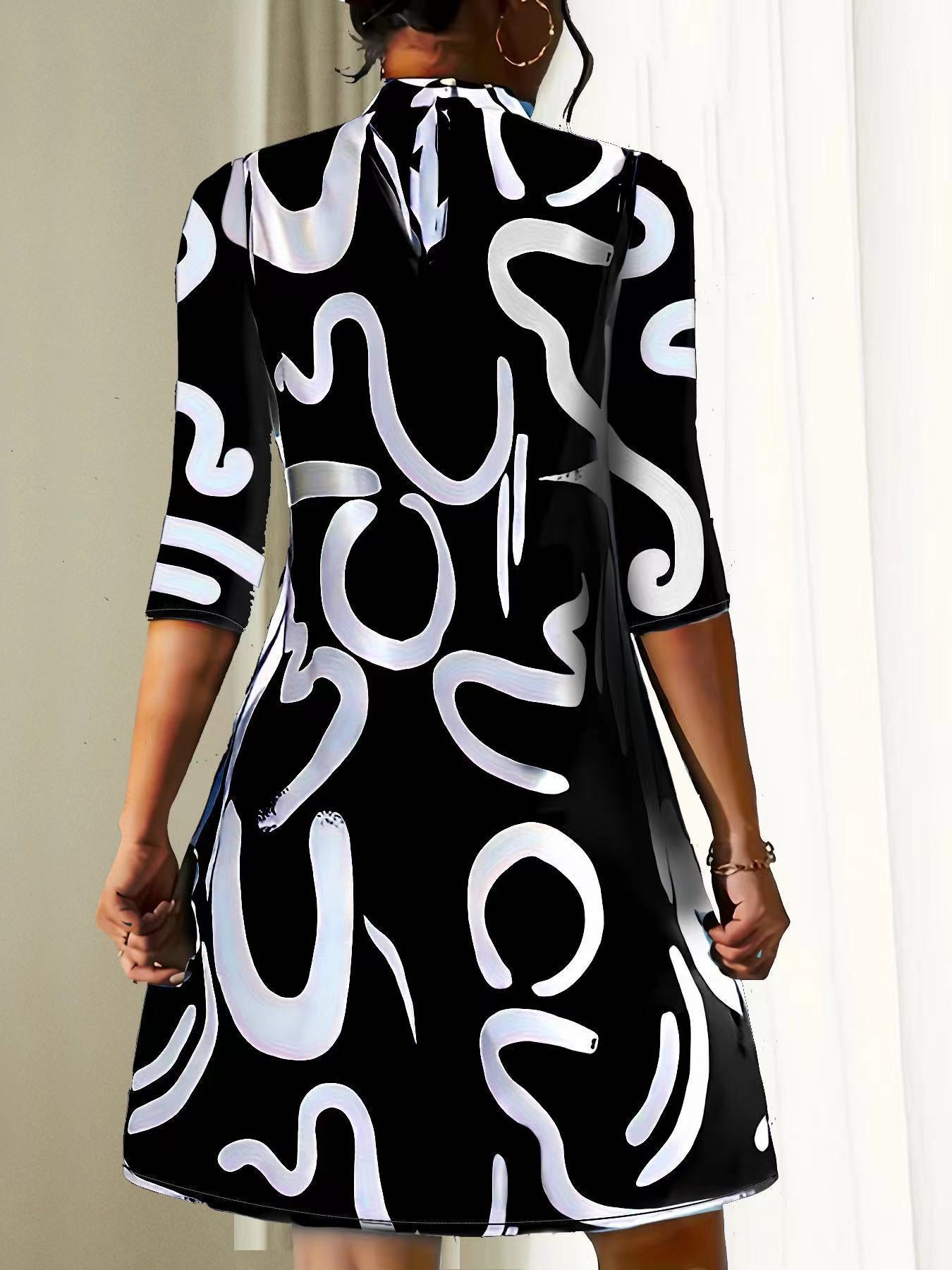 Comfortabele Elegante Damesjurk met Herfstprint