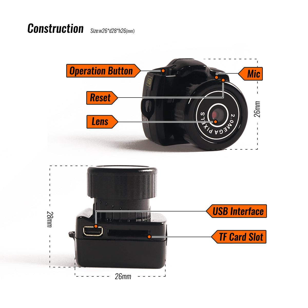 Compacte HD Mini Videocamera 1080p
