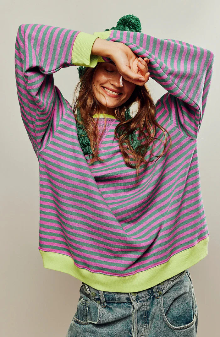 Dames Gestreepte Comfortabele Sweatshirt Trui