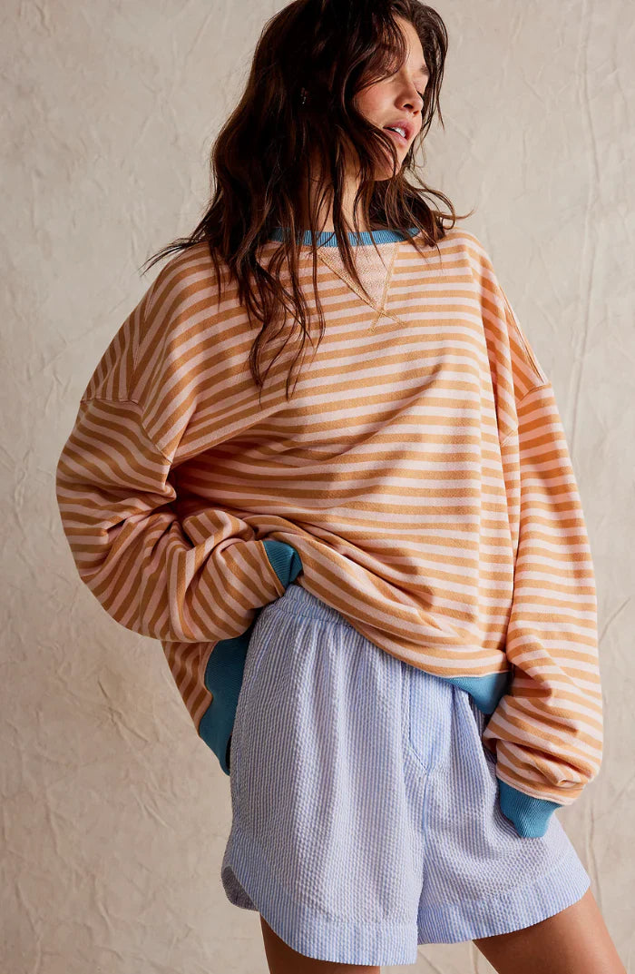 Dames Gestreepte Comfortabele Sweatshirt Trui