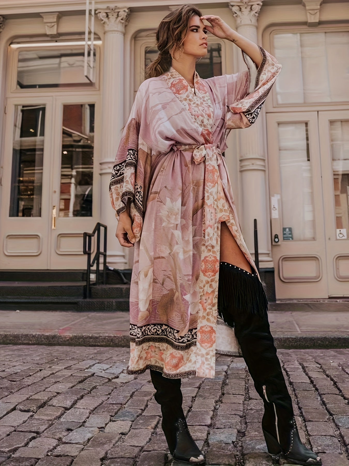 Dames Kimono met Bloemenprint - Luxe Barbara