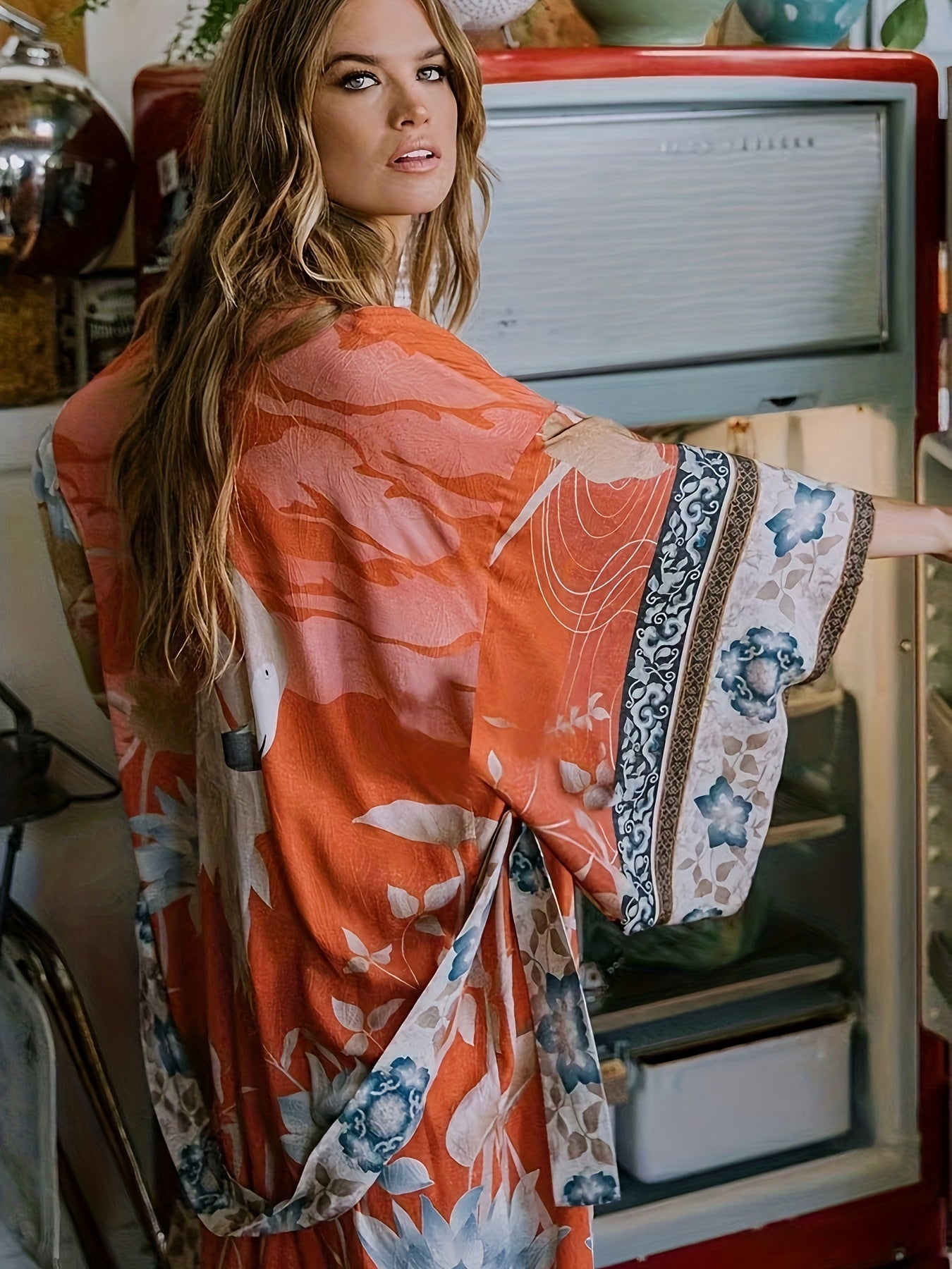 Dames Kimono met Bloemenprint - Luxe Barbara