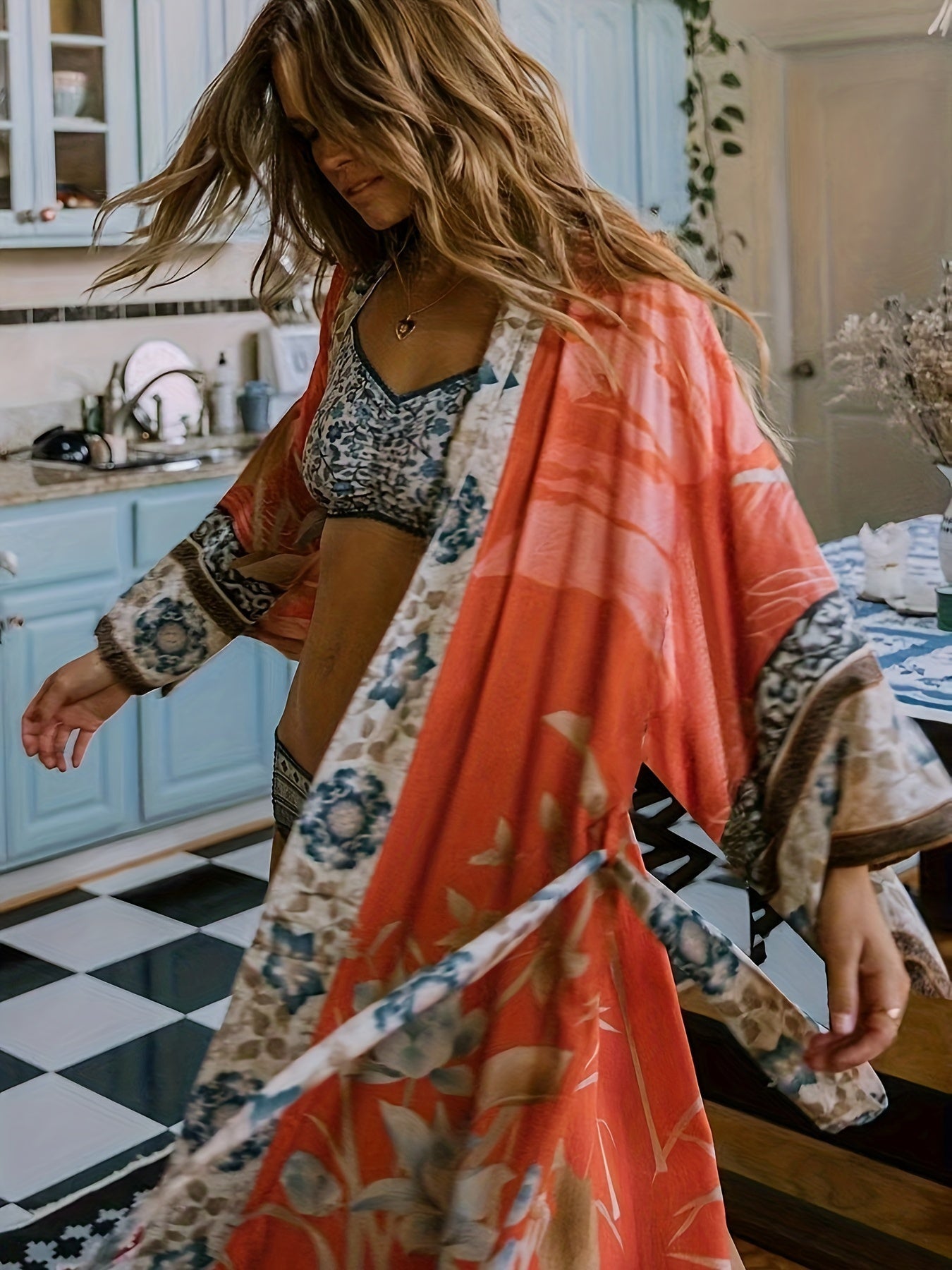 Dames Kimono met Bloemenprint - Luxe Barbara