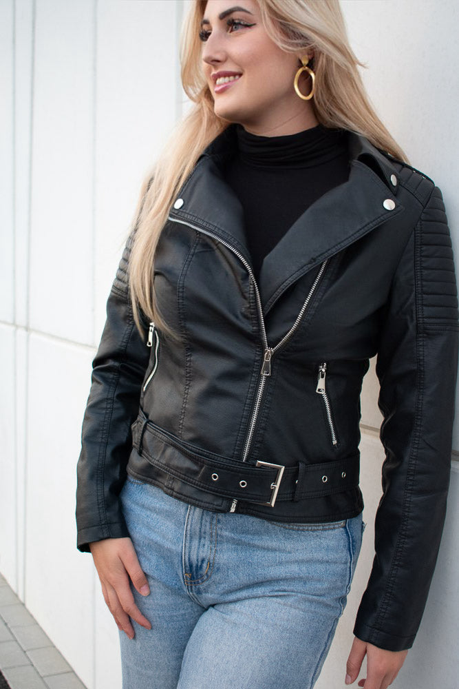 Dames Leren Bikerjasje Alex Stijlvol